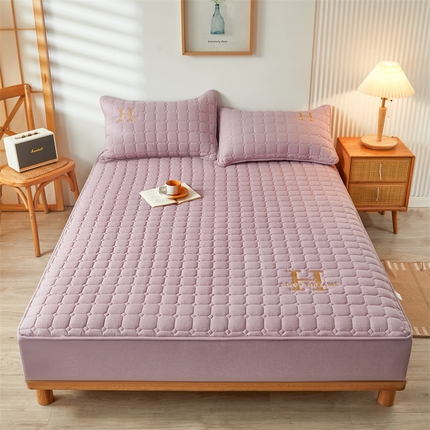 恒爱家纺 2025新款H系列全棉色织水洗棉床笠 浅紫