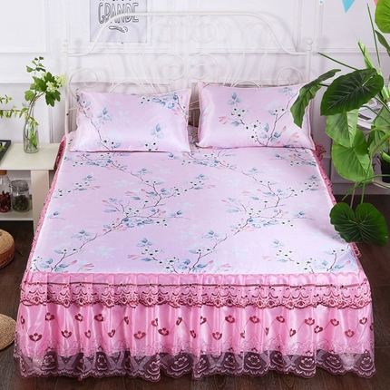 91家纺网 家纺一手货源 找家纺 （总）情恒家纺2025新款床裙款冰丝布艺软凉席三件套