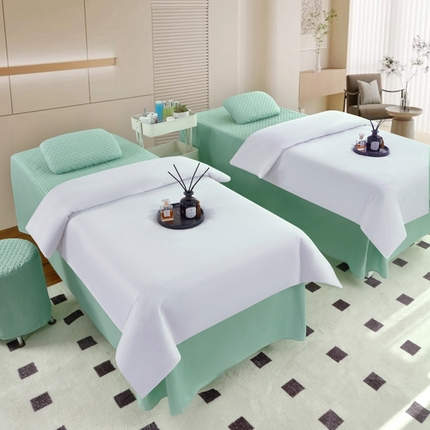 乐逸家纺2025新款四季亲肤刺绣款床罩 纯白+孔雀蓝