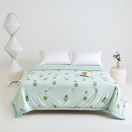 91家纺网 家纺一手货源 找家纺 默忆 2025新款印花凉感丝夏被夏凉被空调被加氨纶豆豆被 小熊猫