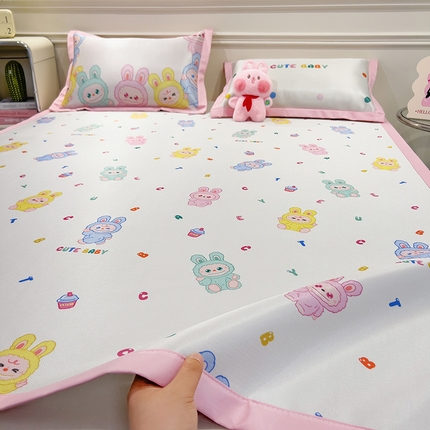 91家纺网 家纺一手货源 找家纺 （总）摩妮卡 2025小清新数码冰丝席 碳光席三件套