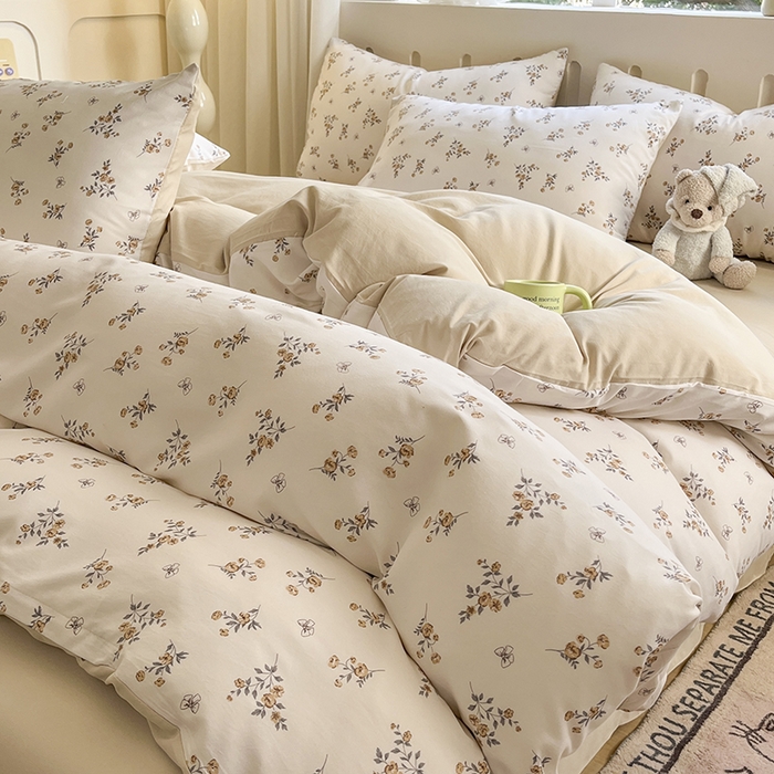 91家纺网 家纺一手货源 找家纺 玖明2025新款A类加厚柔软针织棉双层纱四件套 纯真时代