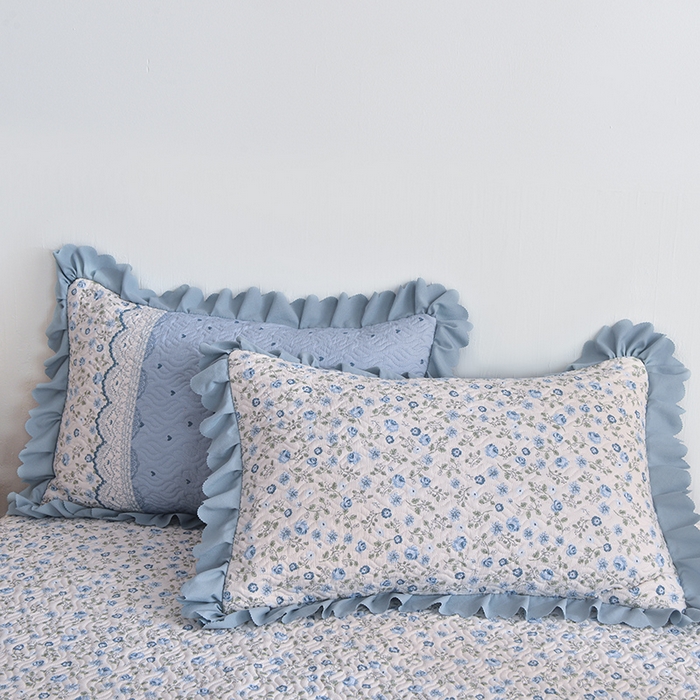 91家纺网 家纺一手货源 找家纺 梦柏 2025新款韩版双层纱夹棉绗缝床盖夏被四件套 幽香