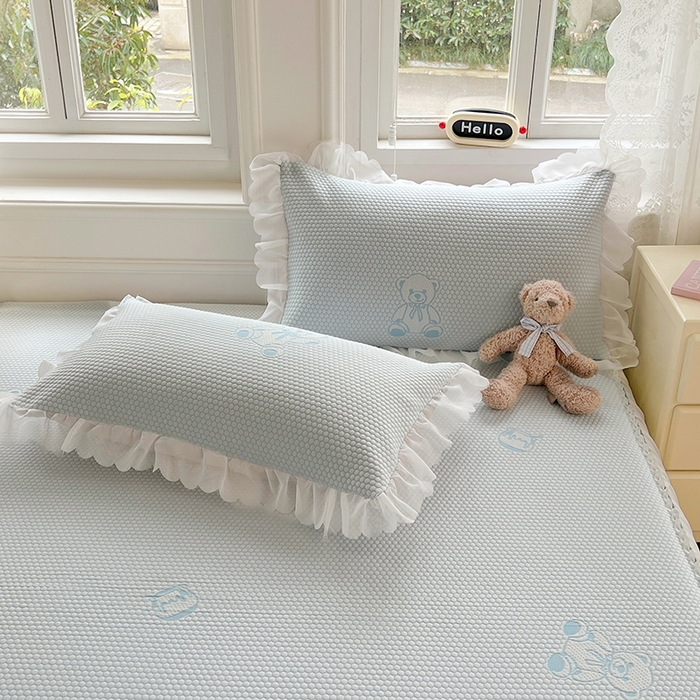 91家纺网 家纺一手货源 找家纺 （总）梦舒羽 2025春夏新款冰豆豆花边单人单枕套枕套单件