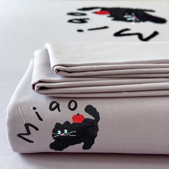 91家纺网 家纺一手货源 找家纺 席世家 2025春夏新款全棉纯棉老粗布印花床单凉席席子 小懒猫