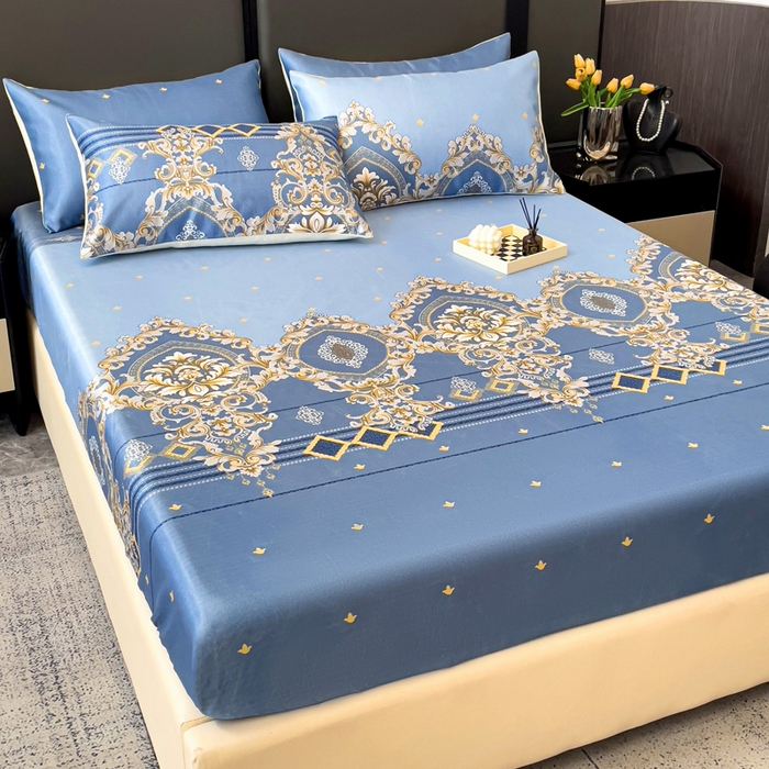 91家纺网 家纺一手货源 找家纺 纽缦家纺 2025新款印花冰丝床笠 欧曼情调