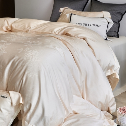 涞澳家纺 2025新款天丝棉提花四件套 羽梦-香槟