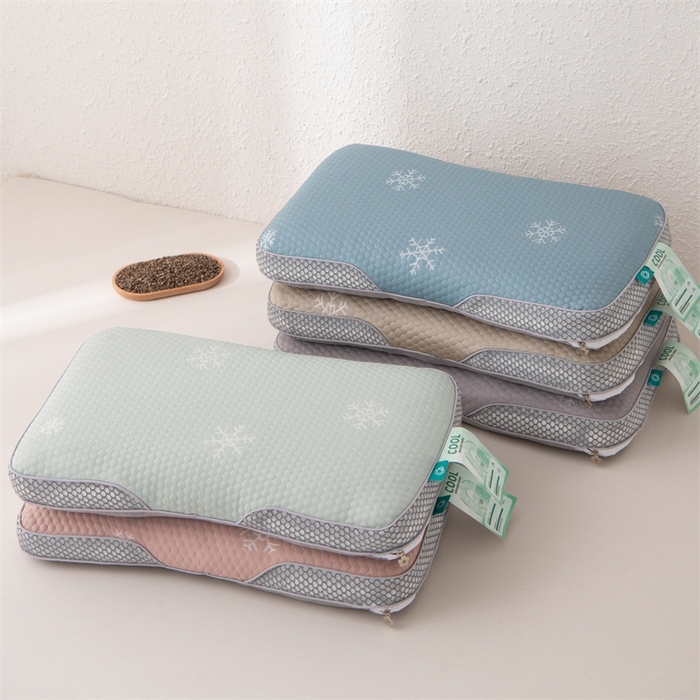 91家纺网 家纺一手货源 找家纺 芯洲2025新款荞麦枕凉豆豆夏季成人冰感透气枕头枕芯 寒酥-甜蜜粉