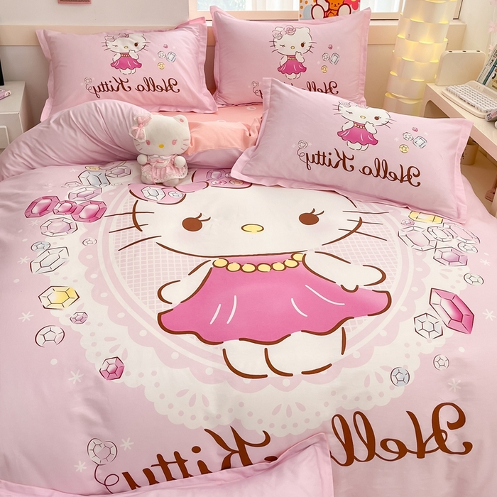 91家纺网 家纺一手货源 找家纺 博雅 2025新款三丽鸥全棉大版单枕套 花花KT猫