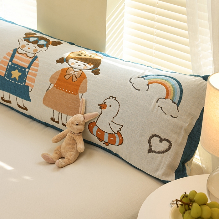 91家纺网 家纺一手货源 找家纺 雯雨2025新款A类卡通双人纱布枕套 春游