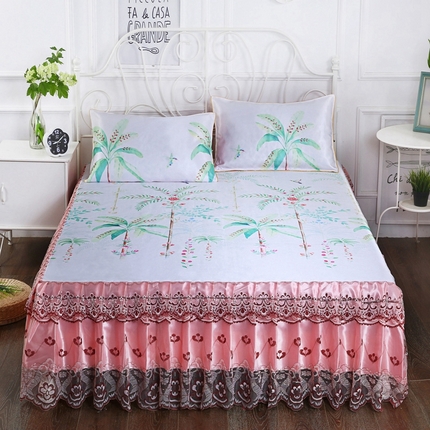 91家纺网 家纺一手货源 找家纺 （总）情恒家纺2025新款床裙款冰丝布艺软凉席三件套