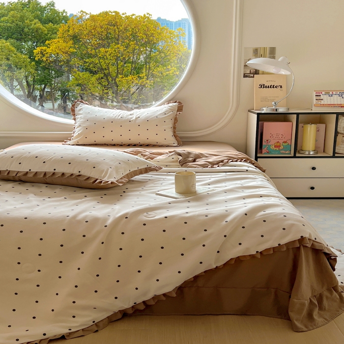 91家纺网 家纺一手货源 找家纺 欧尚 2025新款夏被四件套 黑波点