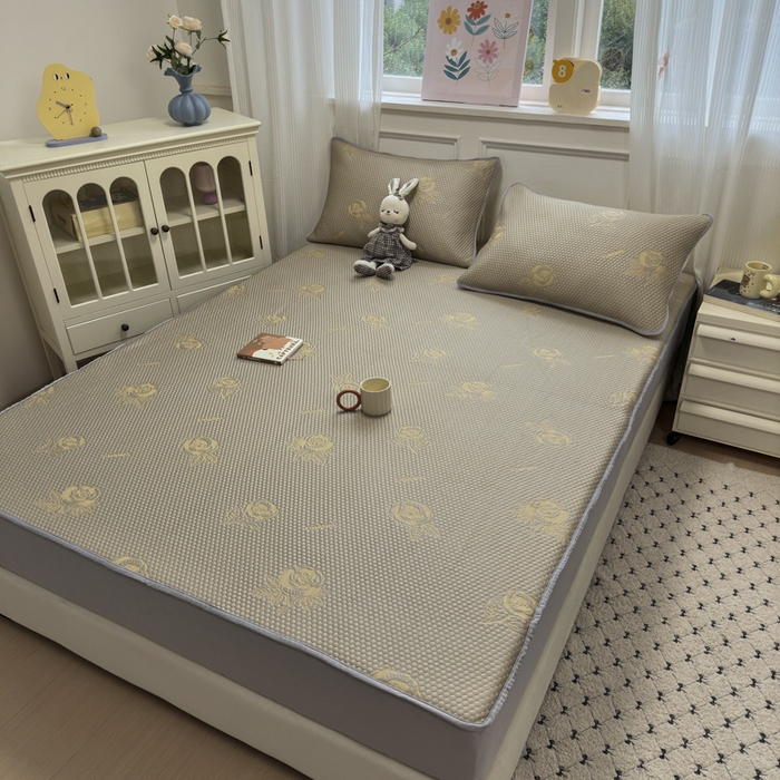 91家纺网 家纺一手货源 找家纺 金爱家 2025新款430克中分子豆豆席凉席席子 豆豆席-玫瑰香槟