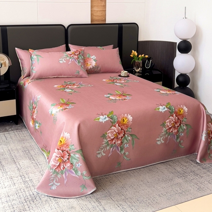 纽缦家纺 2025新款印花冰丝防滑床单 美满