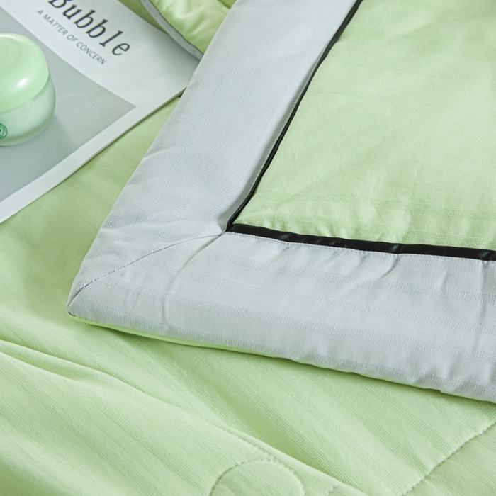 91家纺网 家纺一手货源 找家纺 宝士康家纺 2025新款10A抗菌华夫条提花夏被 青绿