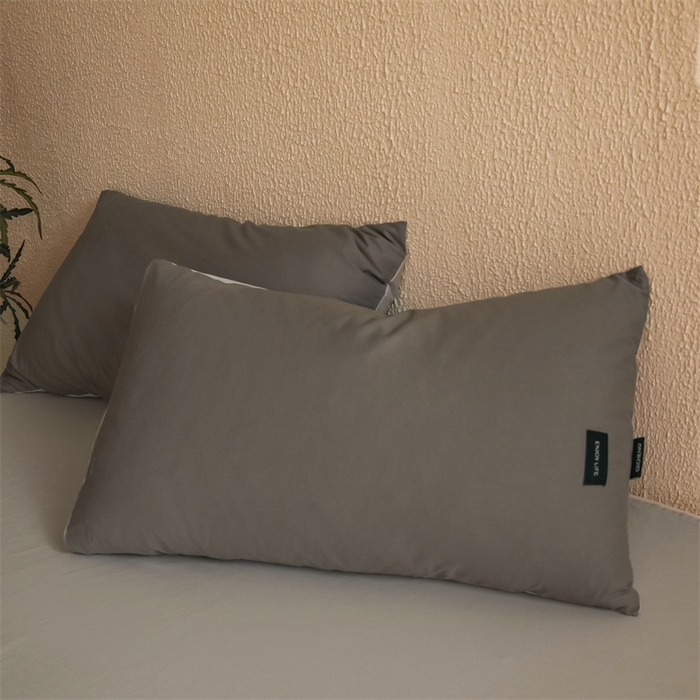 91家纺网 家纺一手货源 找家纺 启程2025新款全棉纯色双拼无印风四件套 雅士灰+绅士灰