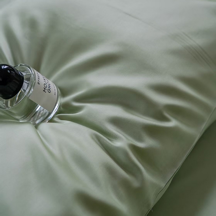 91家纺网 家纺一手货源 找家纺 未来家居 2025新款60S兰精天丝纯色四件套 嫩芽绿