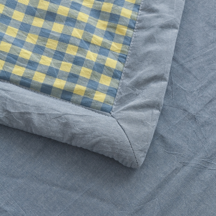 91家纺网 家纺一手货源 找家纺 圣尔雅家纺 2025新款里外全棉色织夏被新疆棉花被纯棉被子空调被夏凉被 黄蓝小格