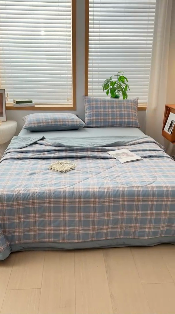 91家纺网 家纺一手货源 找家纺 圣尔雅家纺 2025新款里外全棉色织夏被新疆棉花被纯棉被子空调被夏凉被 艾玛条格