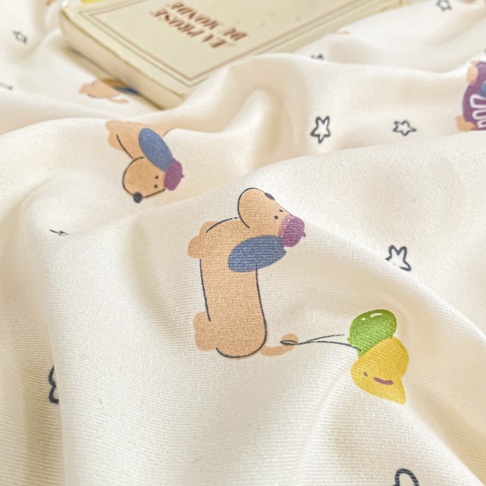 91家纺网 家纺一手货源 找家纺 一比一家纺 2025新款针织双层纱夏被床盖四件套单夏被单床盖单品 狗狗家族