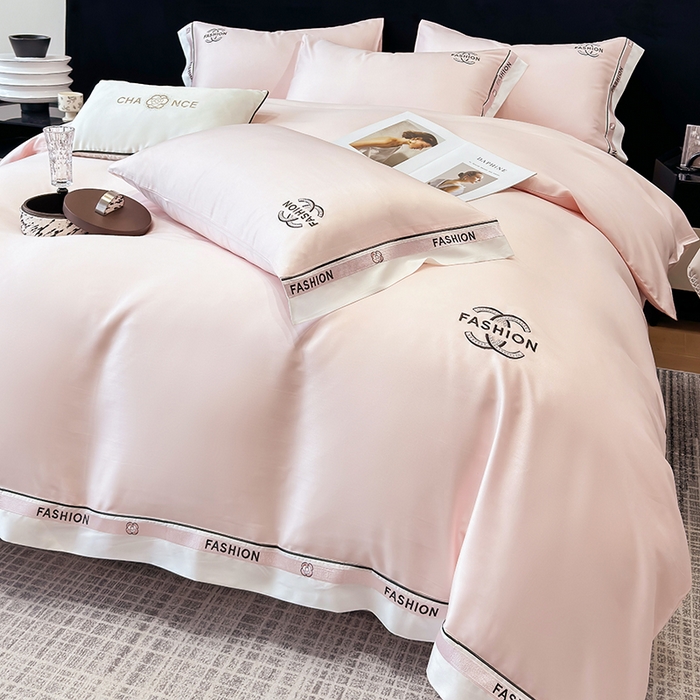 91家纺网 家纺一手货源 找家纺 （总）黄鹂鸟 2025新款A类100%莱赛尔天丝刺绣四件套-香奈系列【高档礼盒包装可提供买家秀 】