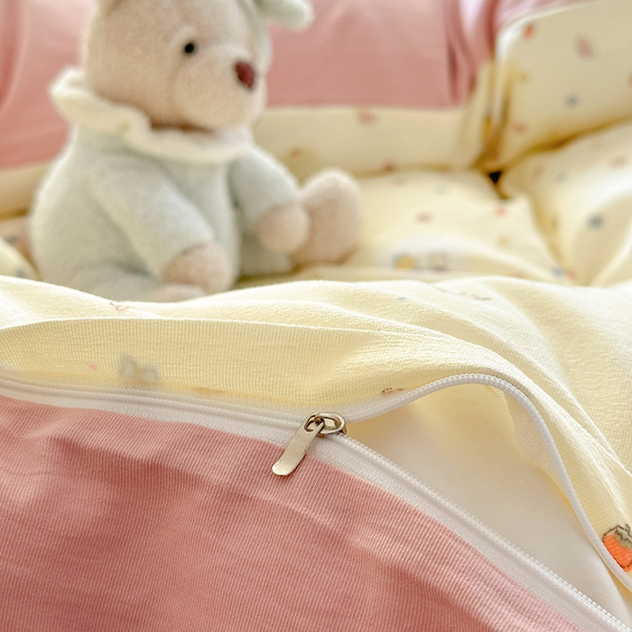 91家纺网 家纺一手货源 找家纺 玖明2025新款A类加厚柔软针织棉双层纱四件套 萌趣