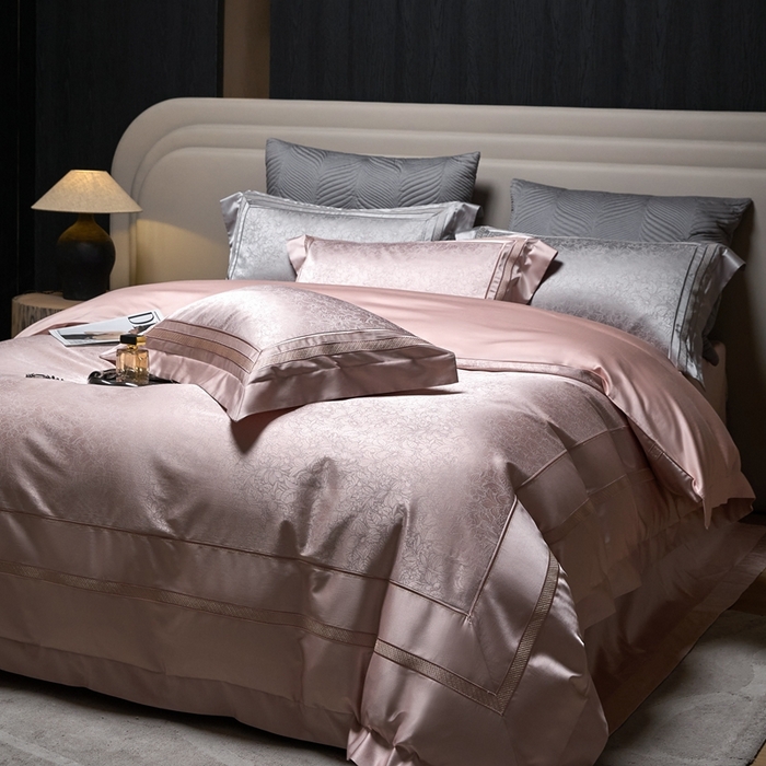 91家纺网 家纺一手货源 找家纺 （总）榻尚家居 2025新款高精密贡缎色织大提花四件套 夜曲