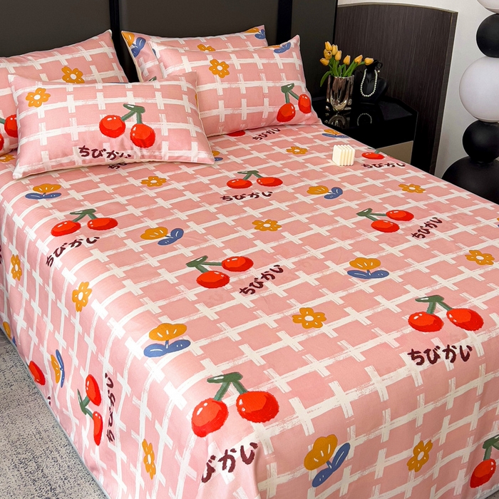 91家纺网 家纺一手货源 找家纺 纽缦家纺 2025新款印花冰丝防滑床单 雨果清香粉