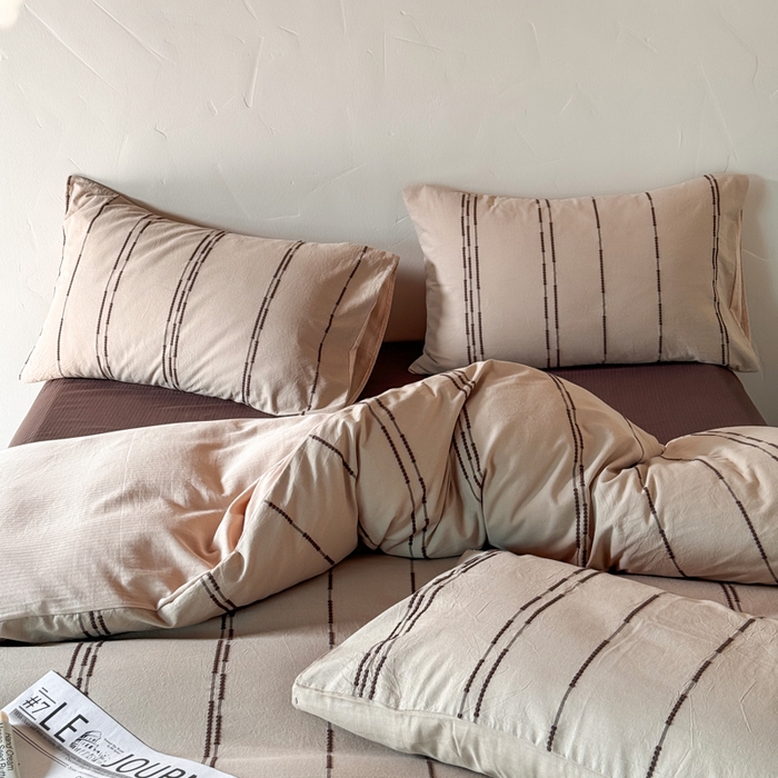 91家纺网 家纺一手货源 找家纺 山舍家居 2025新款全棉纯棉色织提花四件套-弗洛伦萨的落日 弗洛伦萨的落日-卡其