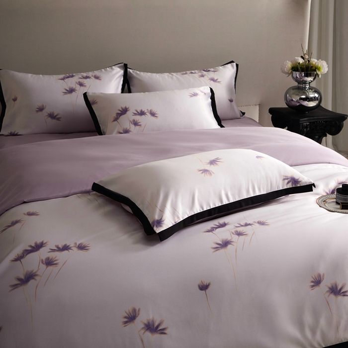 91家纺网 家纺一手货源 找家纺 优悦 2025新款冰丝数码印花四件套 如梦-紫