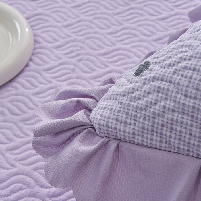 91家纺网 家纺一手货源 找家纺 梦柏 2025新款韩版双层纱夹棉绗缝床盖夏被四件套 爱心