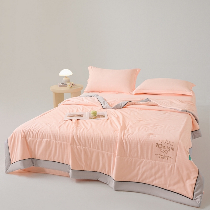 91家纺网 家纺一手货源 找家纺 宝士康家纺 2025新款10A抗菌华夫条提花夏被 暖玉