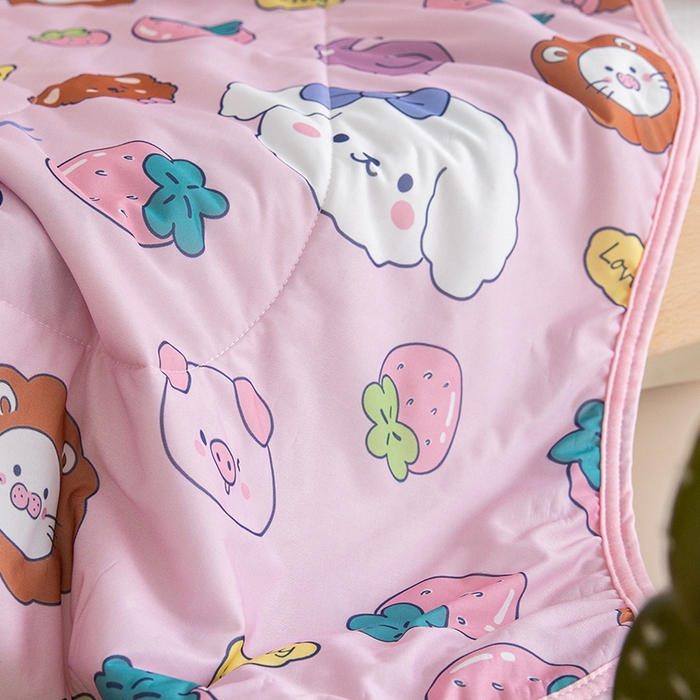 91家纺网 家纺一手货源 找家纺 嗨生活2025年儿童夏被 幼儿园夏被 凉感丝夏被 安妮兔