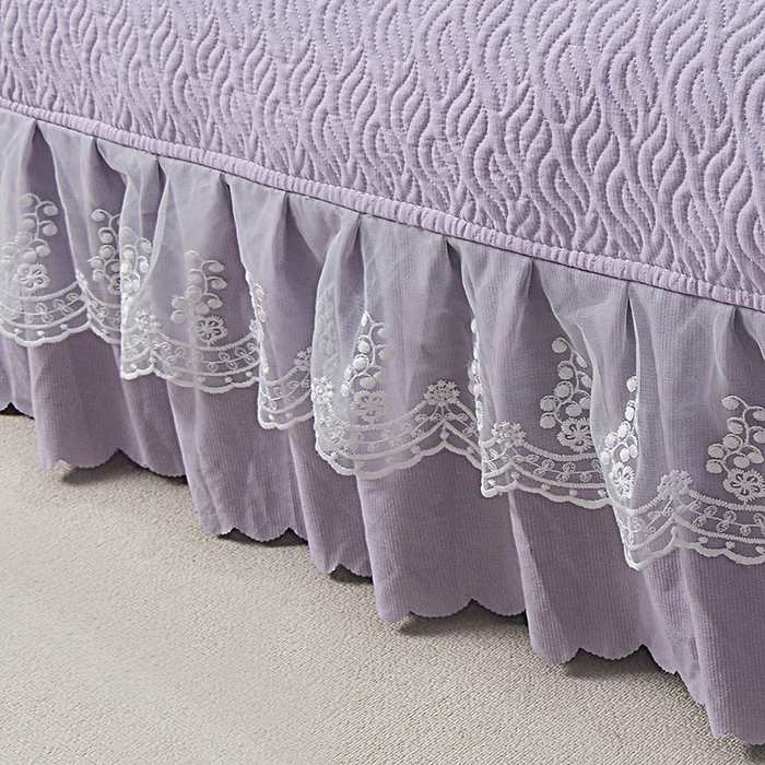 91家纺网 家纺一手货源 找家纺 梦柏 2025新款韩版双层纱夹棉绗缝床盖夏被四件套 爱心