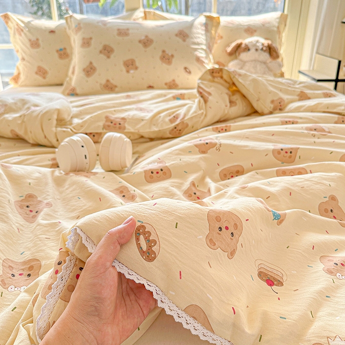 91家纺网 家纺一手货源 找家纺 2025新款双层皱皱纱水洗棉夏被夏凉被空调被可机洗空调被子被芯棉被 黄油小熊