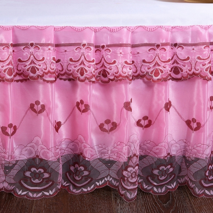 91家纺网 家纺一手货源 找家纺 情恒家纺2025新款床裙款冰丝布艺软凉席三件套 蝶舞花香-粉