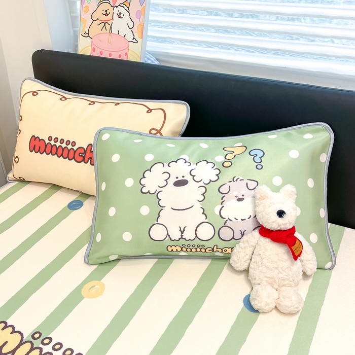 91家纺网 家纺一手货源 找家纺 （总）暮思家居 2025新款正版miiiiichan可爱卡通大版数码印花A类1200D冰丝凉席三件套平铺床笠