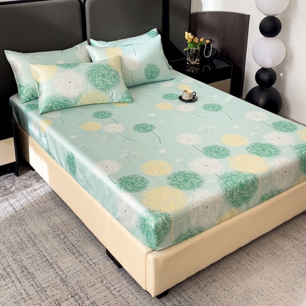 纽缦家纺 2025新款印花冰丝床笠 蒲公英