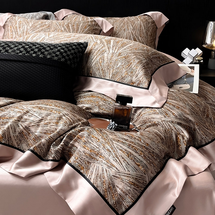 91家纺网 家纺一手货源 找家纺 2025夏季新品A类100支天丝棉夹棉床盖床笠四件套全棉纯棉床单加厚高端重工刺绣长绒棉床上用品    曼莎