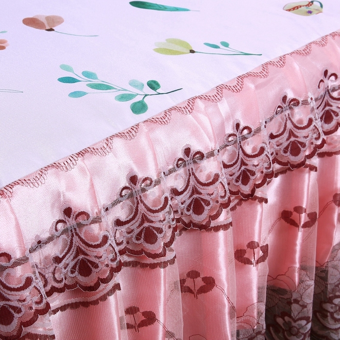 91家纺网 家纺一手货源 找家纺 情恒家纺2025新款床裙款冰丝布艺软凉席三件套 欢乐时光-玉