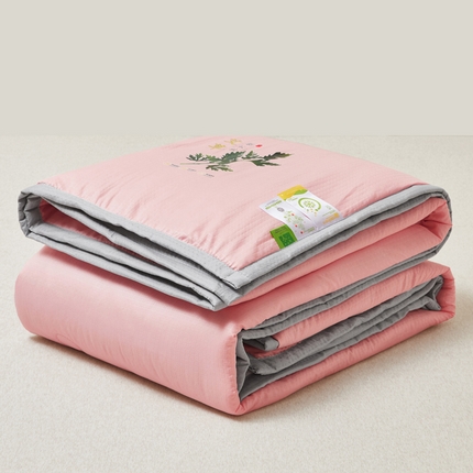 欧雅搁2025纯色艾草驱蚊夏凉被 少女粉