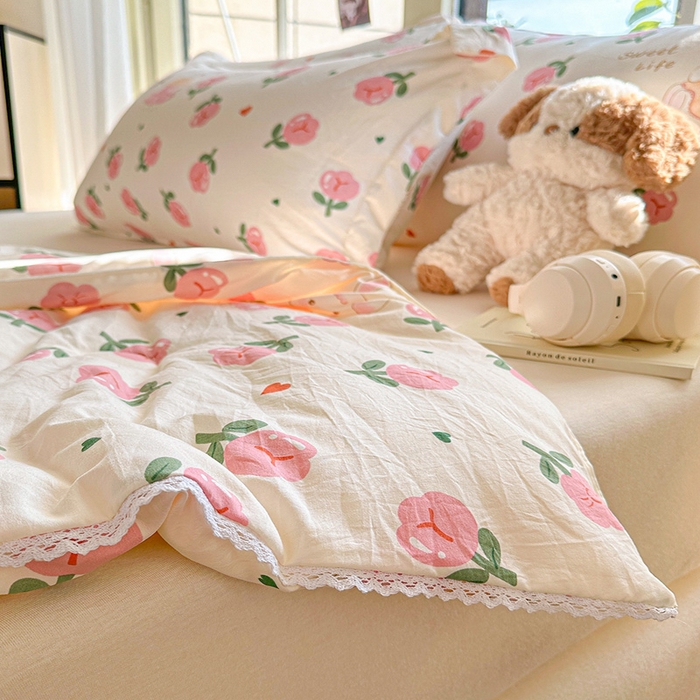 91家纺网 家纺一手货源 找家纺 2025新款双层皱皱纱水洗棉夏被夏凉被空调被可机洗空调被子被芯棉被 曼塔玫瑰