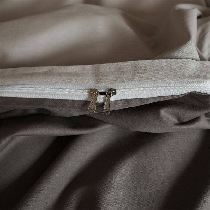 91家纺网 家纺一手货源 找家纺 启程2025新款全棉纯色双拼无印风四件套 绅士灰+雅士灰