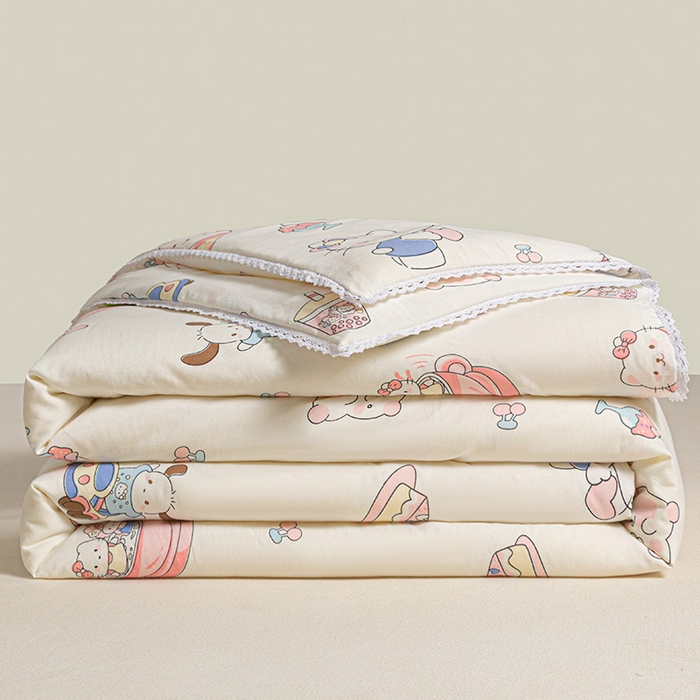 91家纺网 家纺一手货源 找家纺 2025新款双层皱皱纱水洗棉夏被夏凉被空调被可机洗空调被子被芯棉被 奶猫