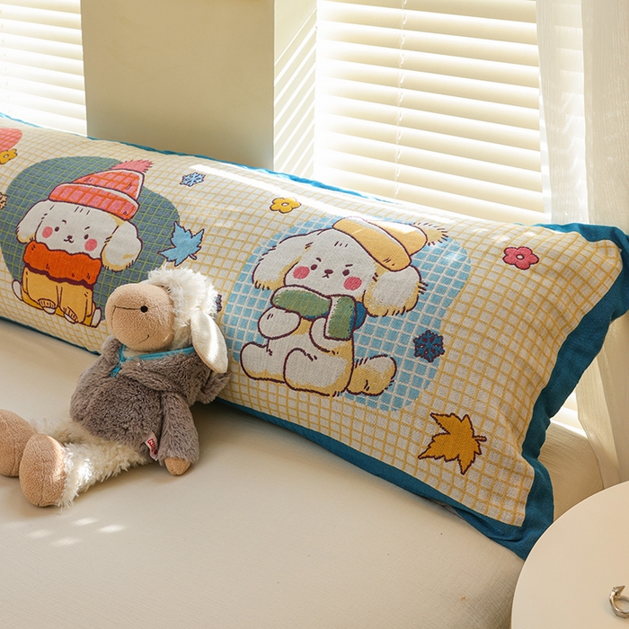 91家纺网 家纺一手货源 找家纺 雯雨2025新款A类卡通双人纱布枕套 萌系家族