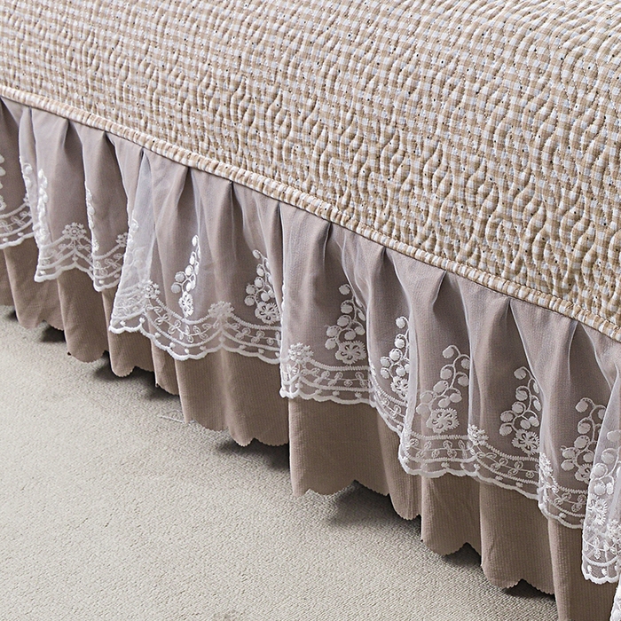 91家纺网 家纺一手货源 找家纺 梦柏 2025新款韩版双层纱夹棉绗缝床盖夏被四件套 小熊