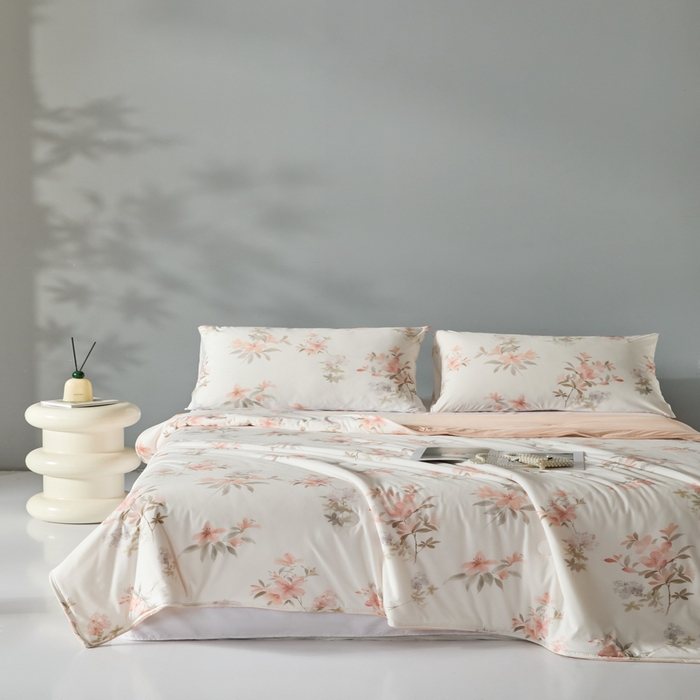 91家纺网 家纺一手货源 找家纺 2025春夏新款100%双面锦纶美式印花夏被凉感空调被 红尘笑