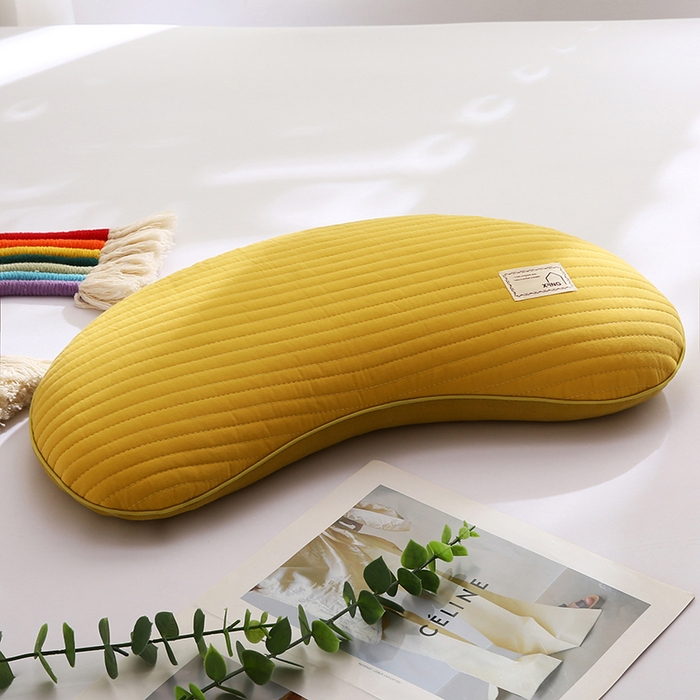91家纺网 家纺一手货源 找家纺 蔻眠 2025新款月牙-全棉甜荞麦护颈枕芯儿童学生成人荞麦壳枕头 月牙-黄色