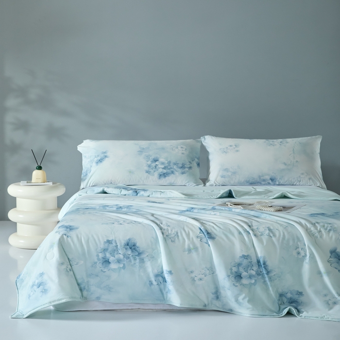 91家纺网 家纺一手货源 找家纺 2025春夏新款100%双面锦纶美式印花夏被凉感空调被 兰亭序