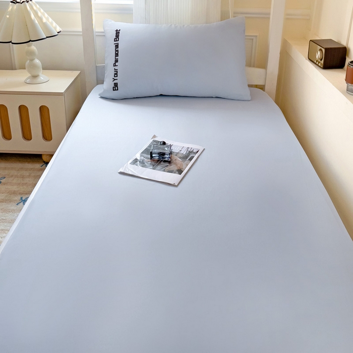 91家纺网 家纺一手货源 找家纺 纽缦家纺 2025新款纯色提花学生冰丝床笠 星空灰